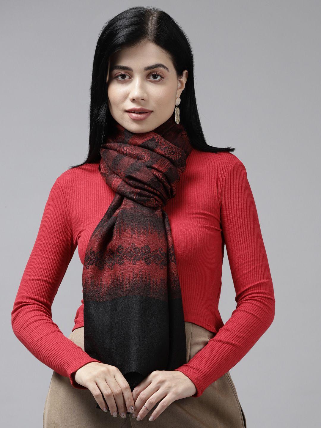 cayman women maroon woven design stole