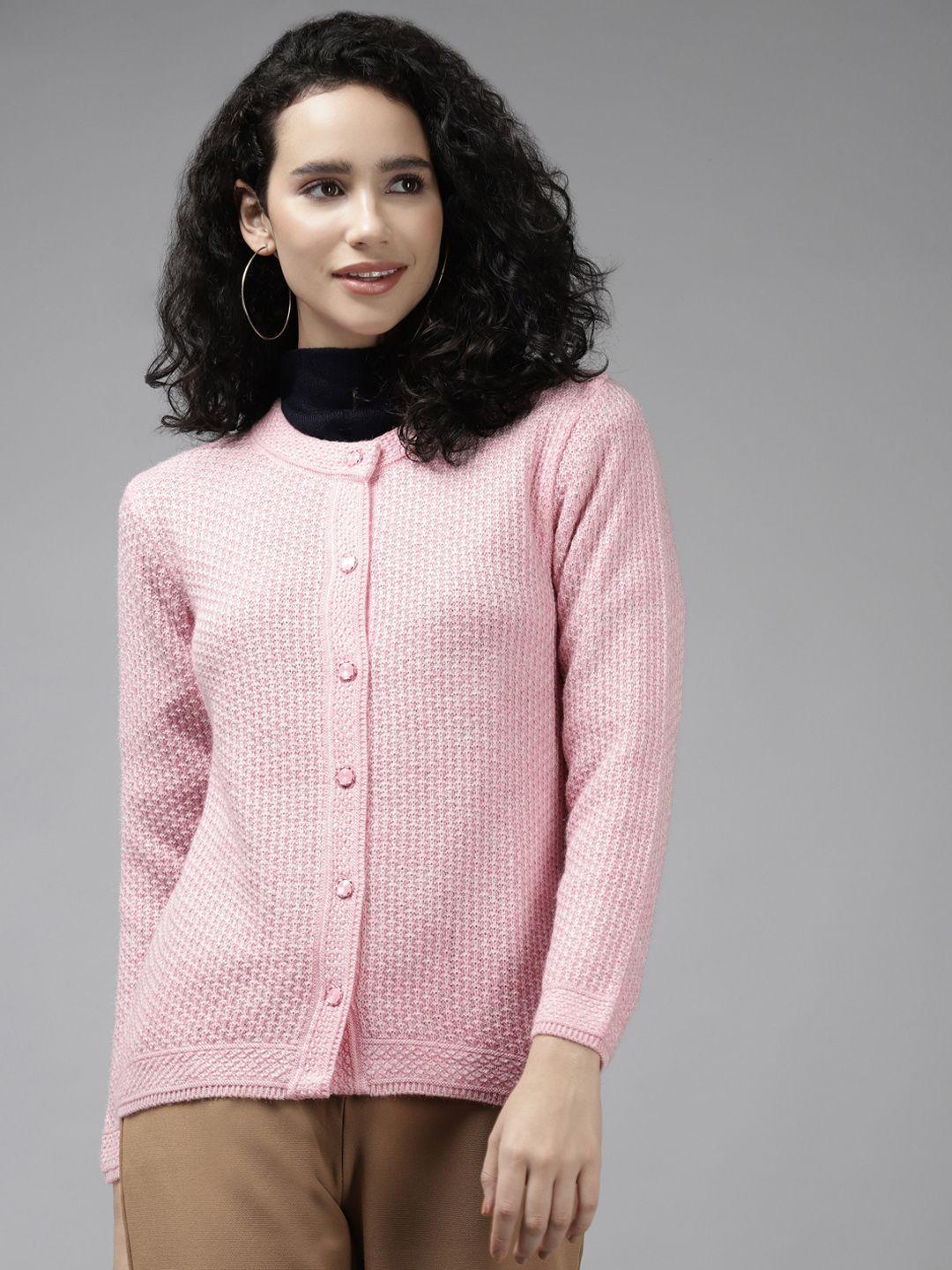 cayman women pink ribbed wool cardigan