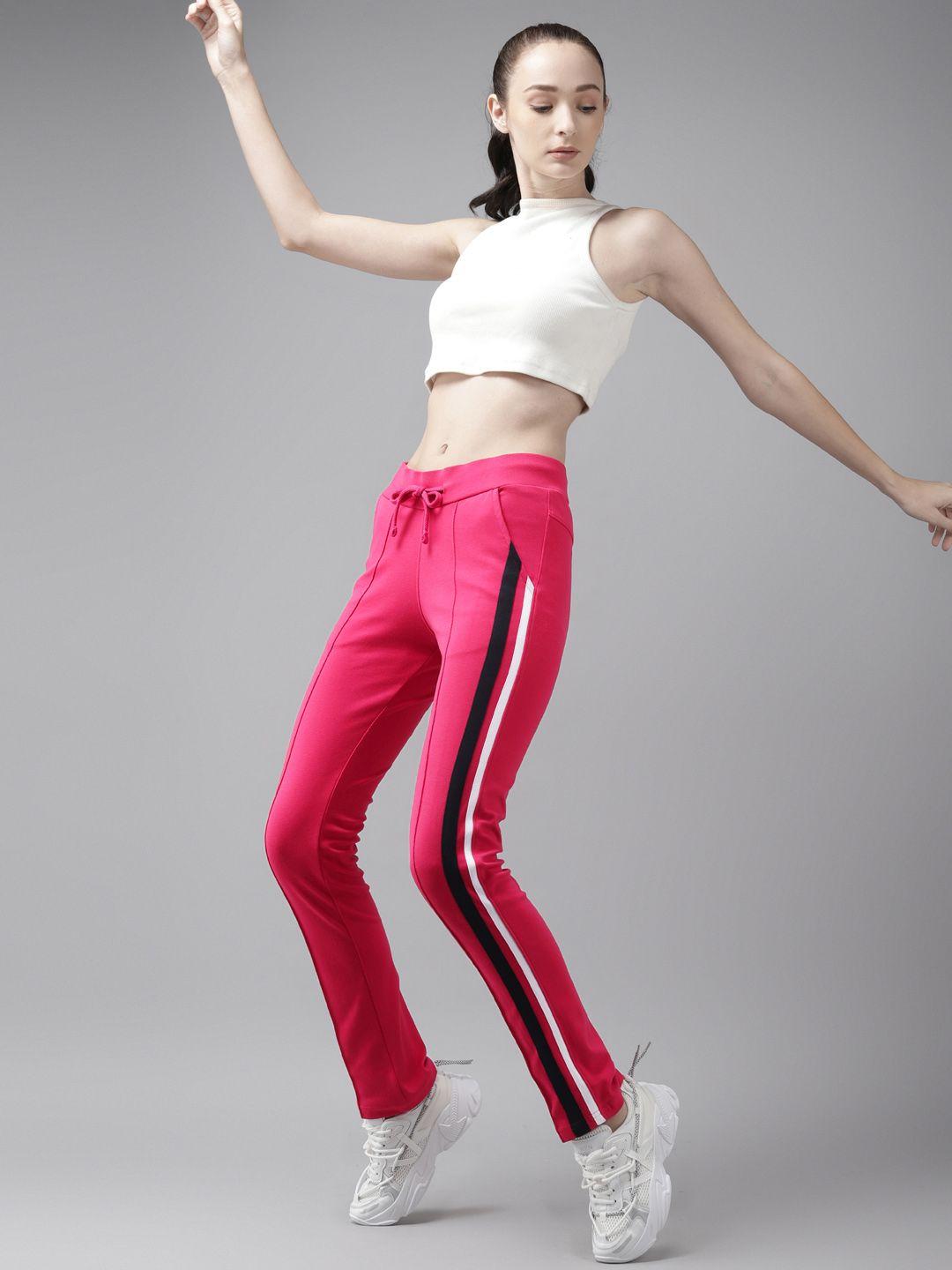 cayman women pink solid cotton track pants