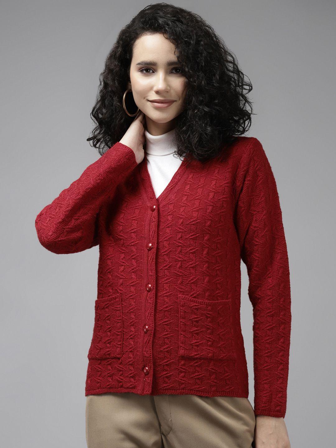 cayman women red cable knit cardigan