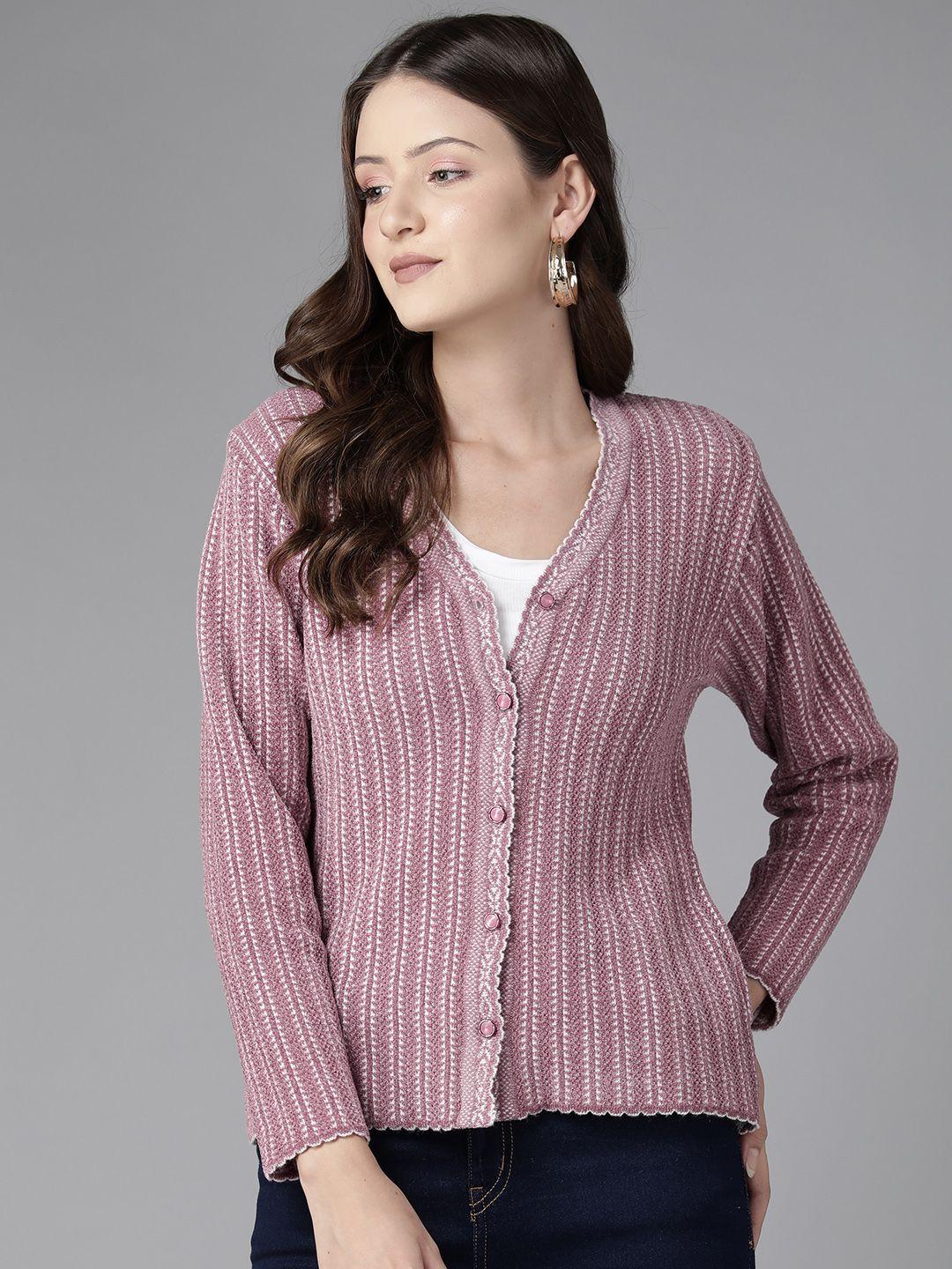 cayman women self design woollen cardigan