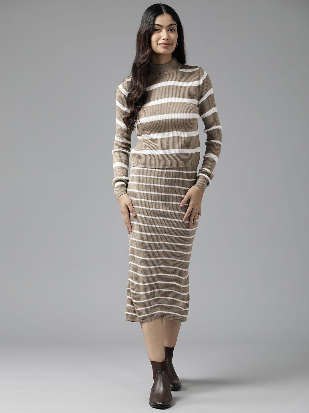 cayman women woollen striped co-ords