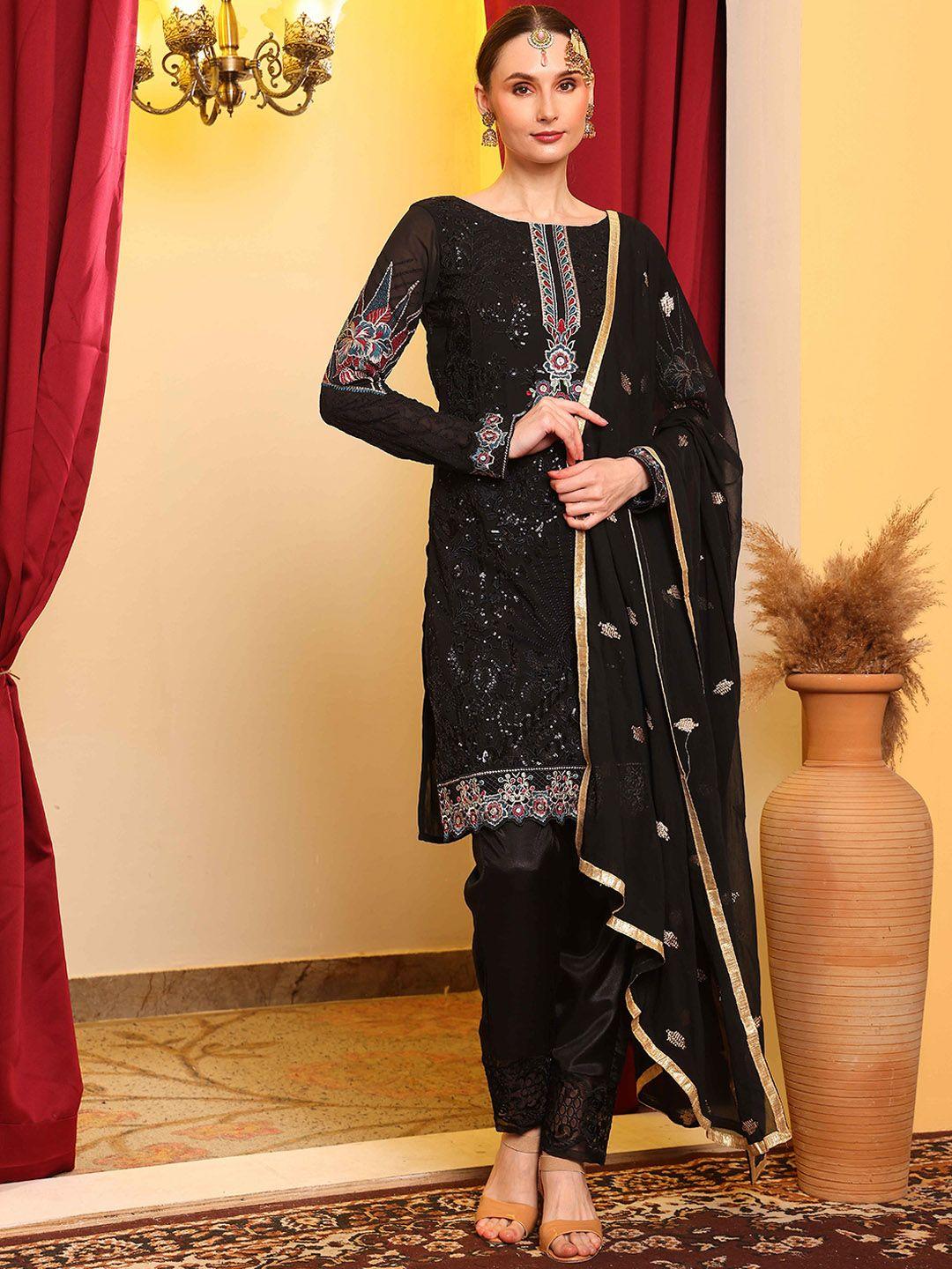 cbazaar women ethnic motifs embroidered regular kurta with trousers & with dupatta