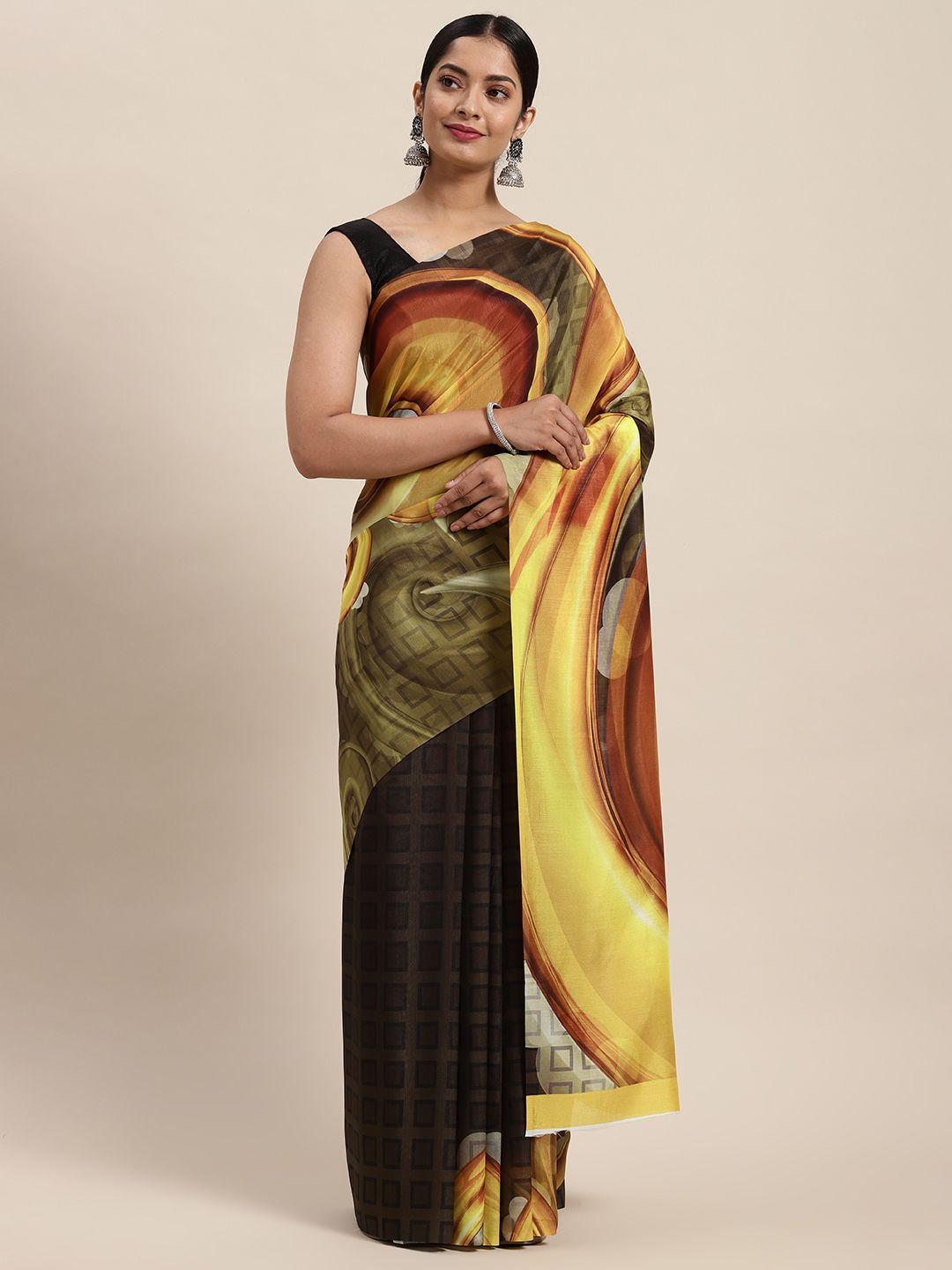cbazaar women multicoloured printed silk cotton saree