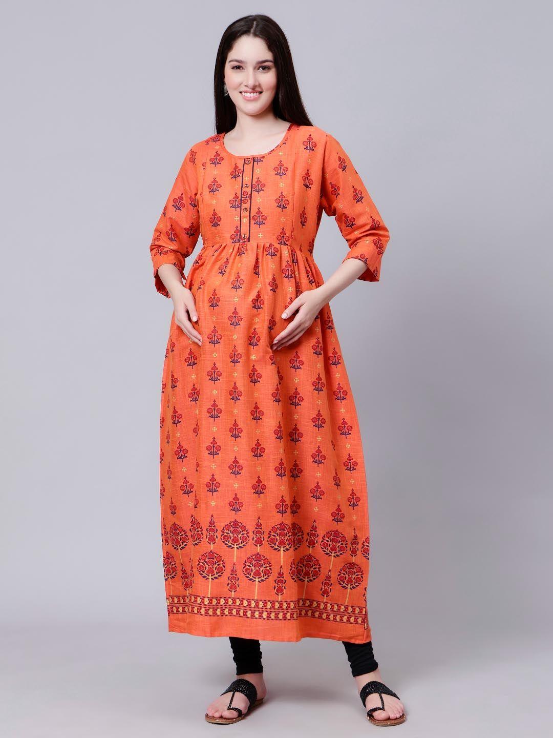 cee-18 maternity floral printed maxi ethnic dress