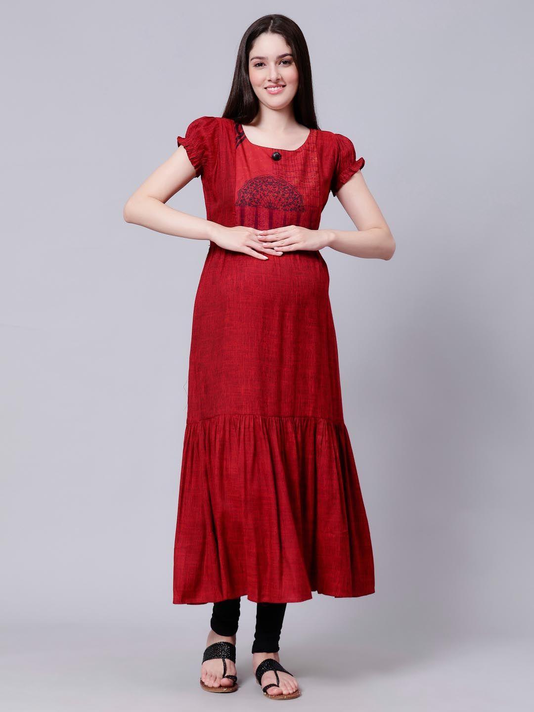 cee-18 tiered a-line maternity ethnic dress