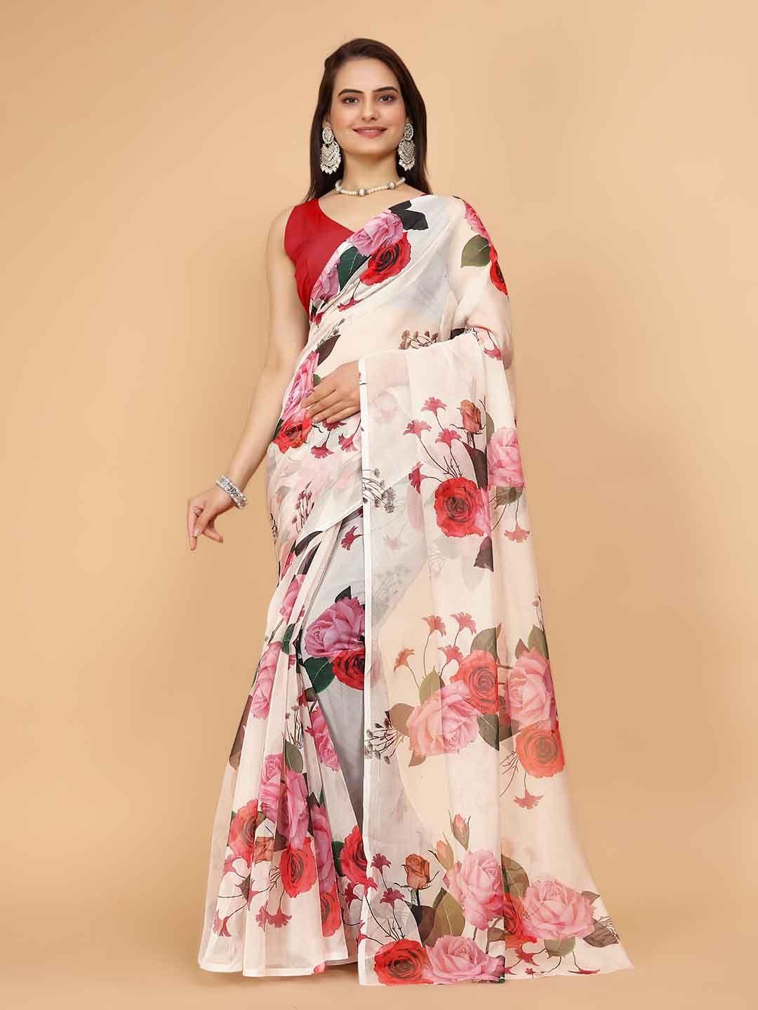 celeb styles floral organza saree