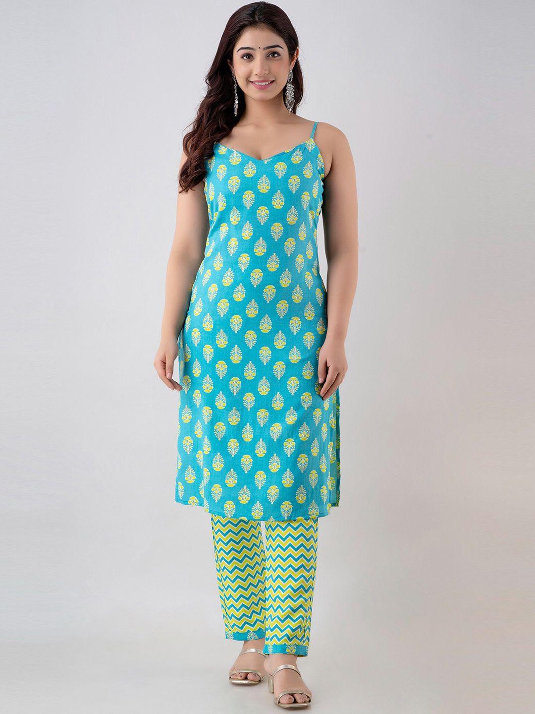 celebravo ethnic motifs printed straight kurta with trousers