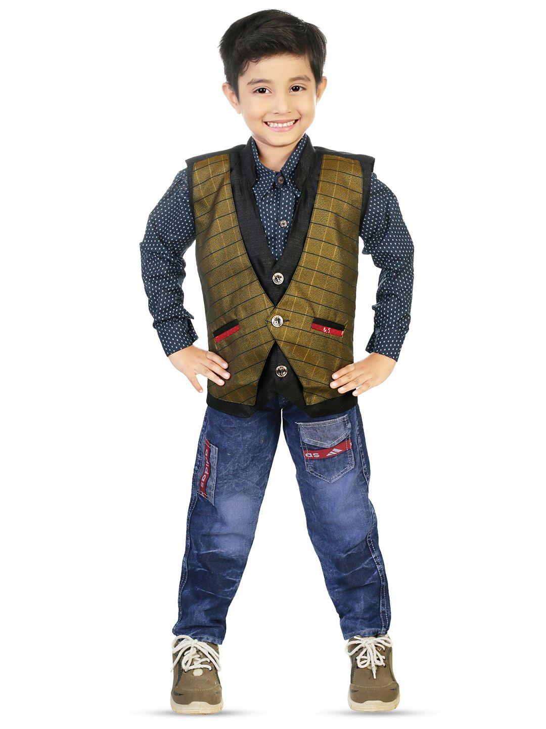 celebrity club boys printed shirt & trousers with waistcoat