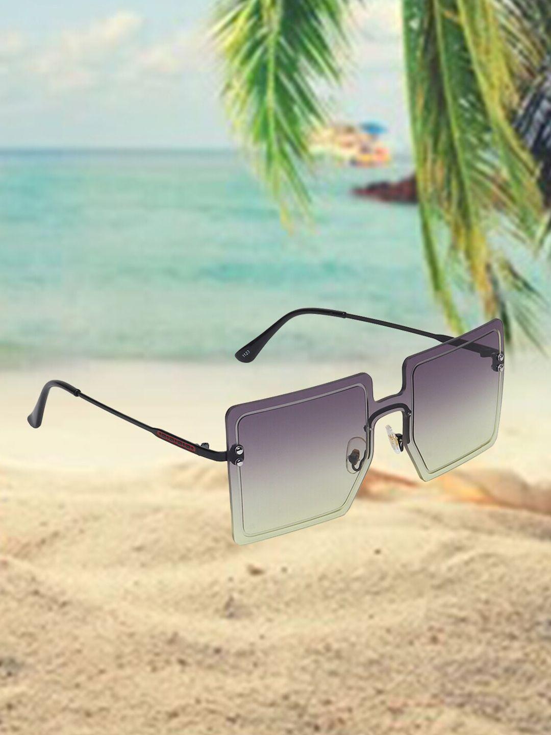 celebrity sunglasses half rim rectangle sunglasses with uv protected lens clsg-1123-06