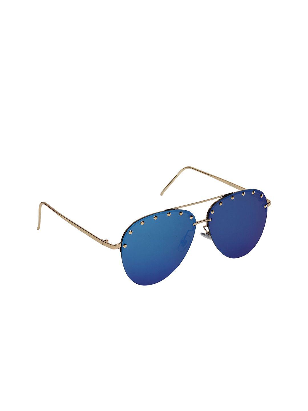 celebrity sunglasses unisex blue uv protected lens & gold-toned aviator sunglasses cl-tom