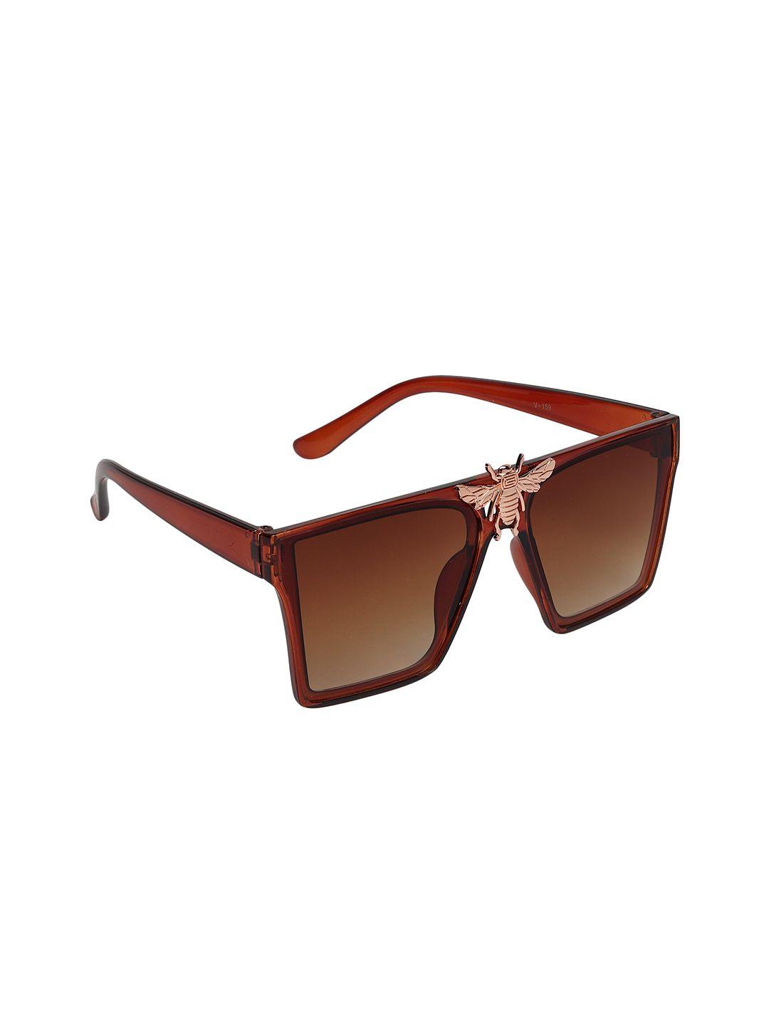 celebrity sunglasses unisex brown uv protected lens & brown square sunglasses cl-if-nora-s