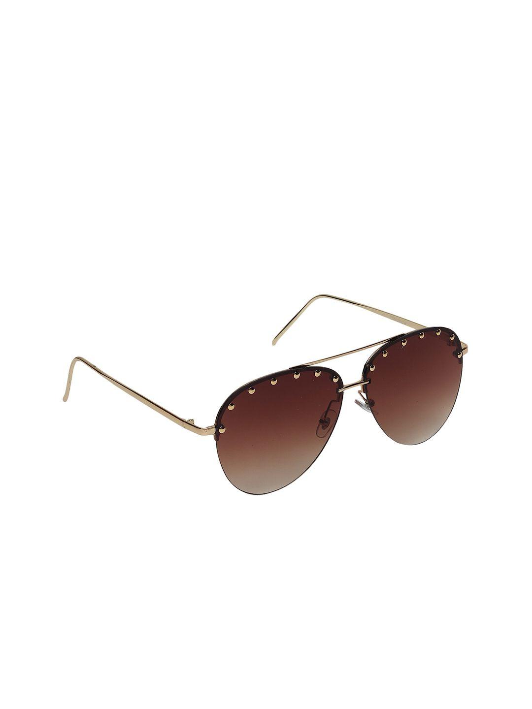 celebrity sunglasses unisex brown uv protected lens & gold-toned aviator sunglasses cl-tom