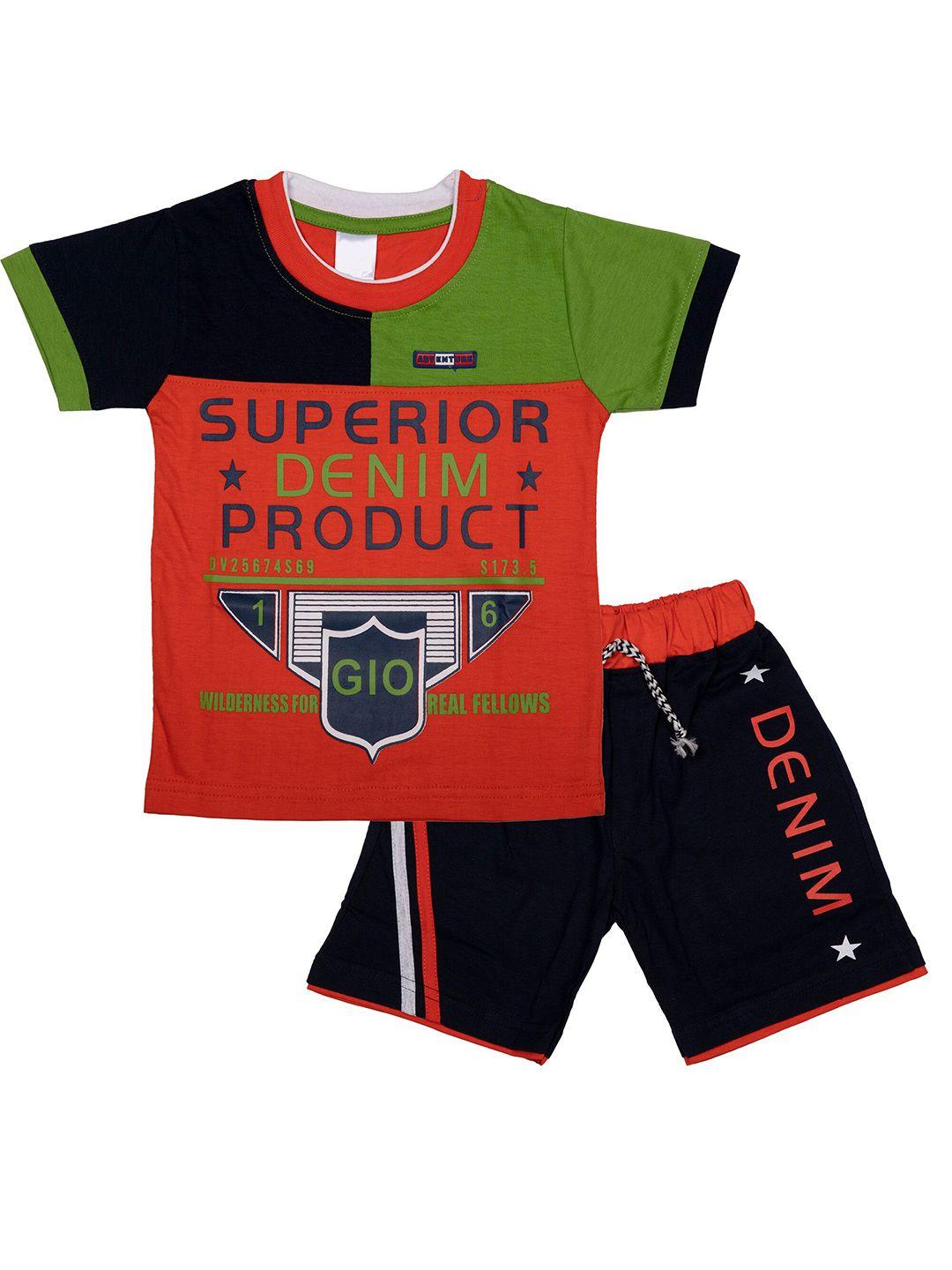 celebrity club boys colourblocked pure cotton t-shirt with shorts