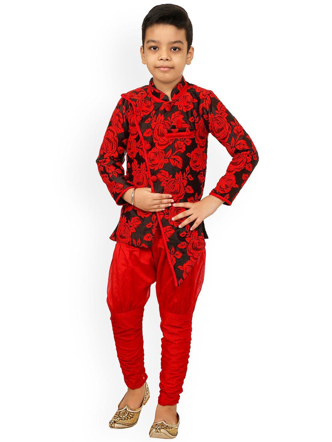 celebrity club boys floral printed velvet sherwani set