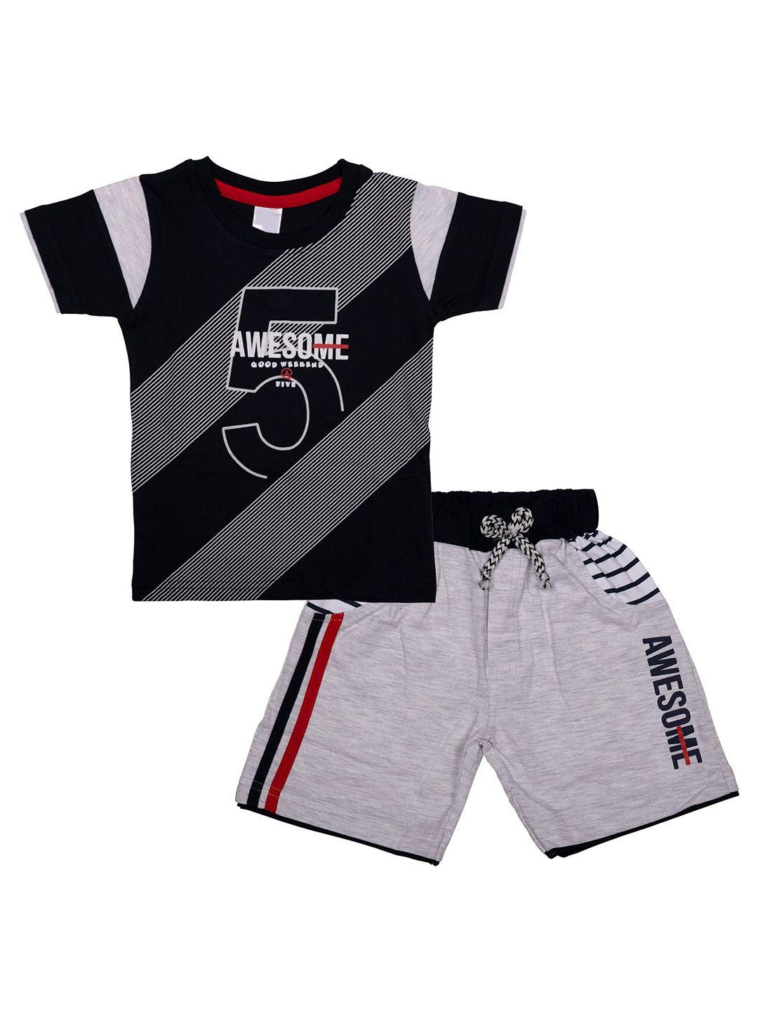 celebrity club boys printed pure cotton t-shirt with shorts