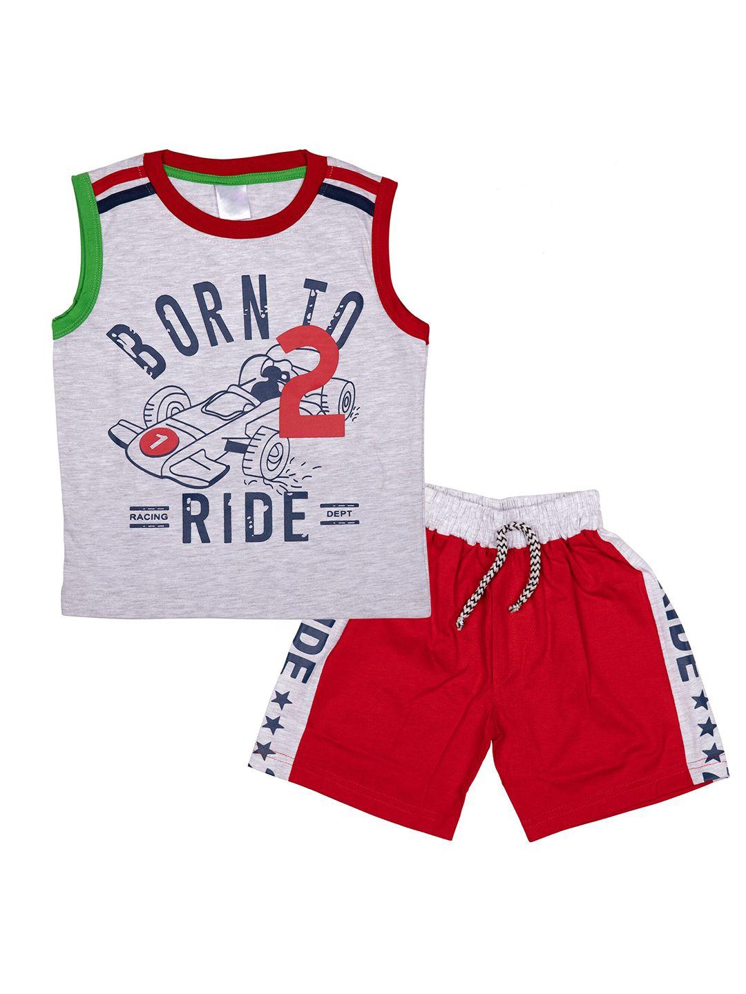 celebrity club boys printed pure cotton t-shirt with shorts