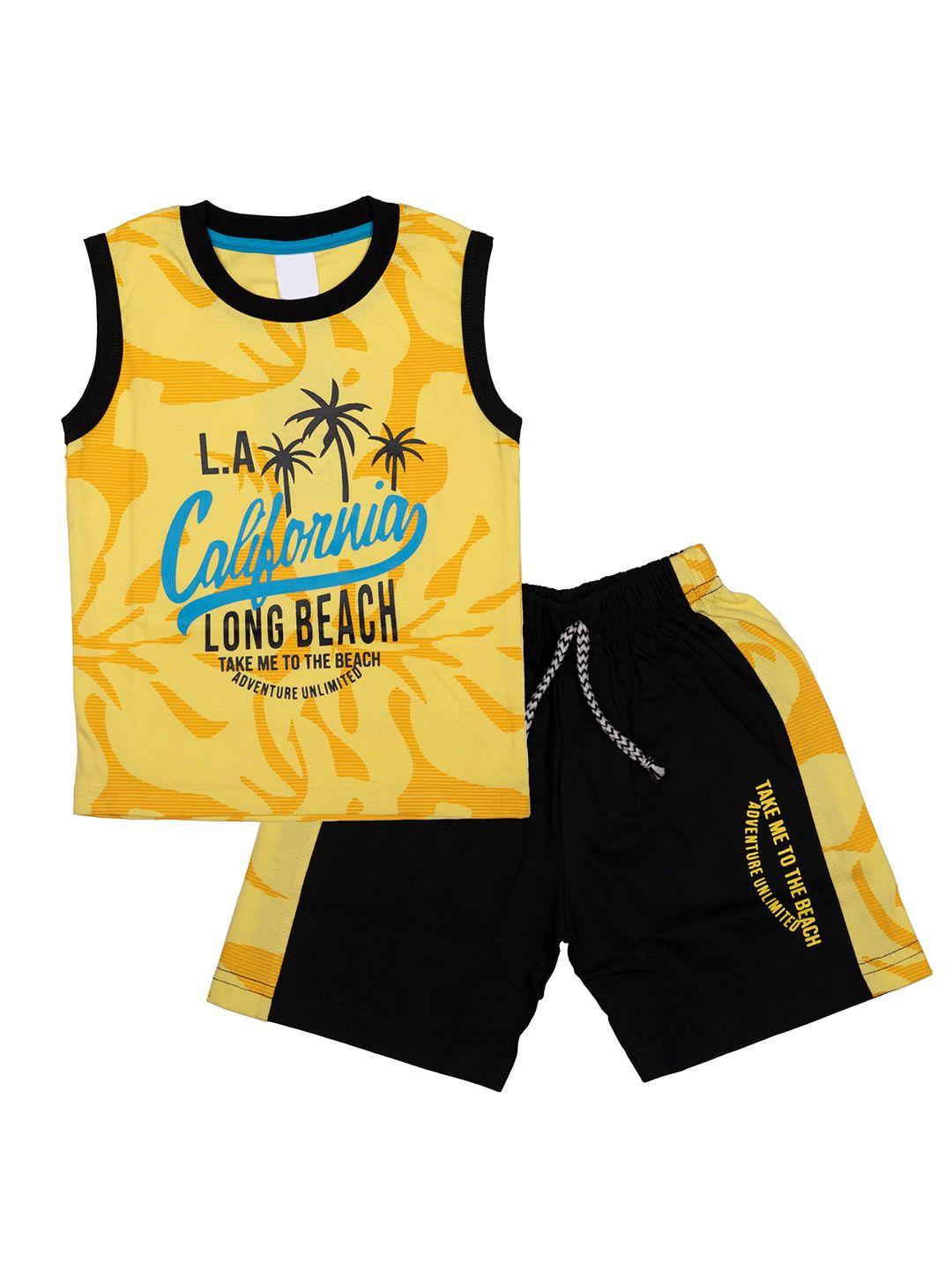 celebrity club boys printed pure cotton t-shirt with shorts