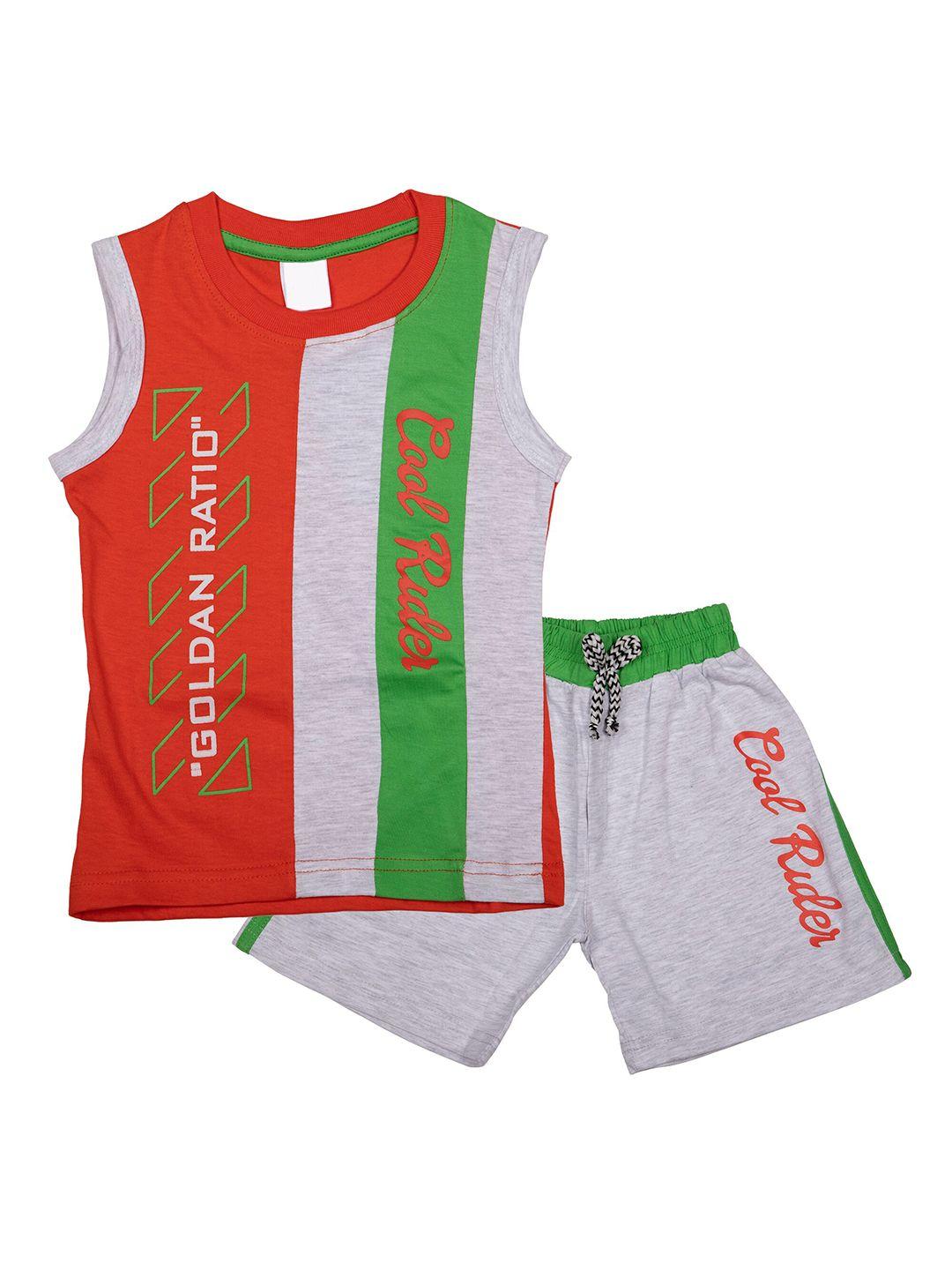 celebrity club boys printed pure cotton t-shirt with shorts