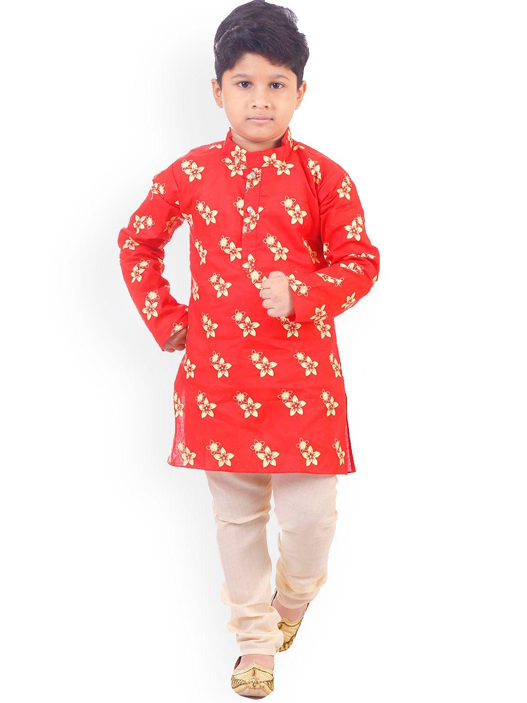 celebrity club boys printed regular cotton kurta with churidar