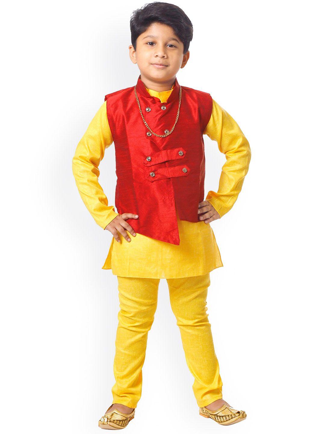 celebrity club boys regular pure cotton kurta with pyjama & jacket