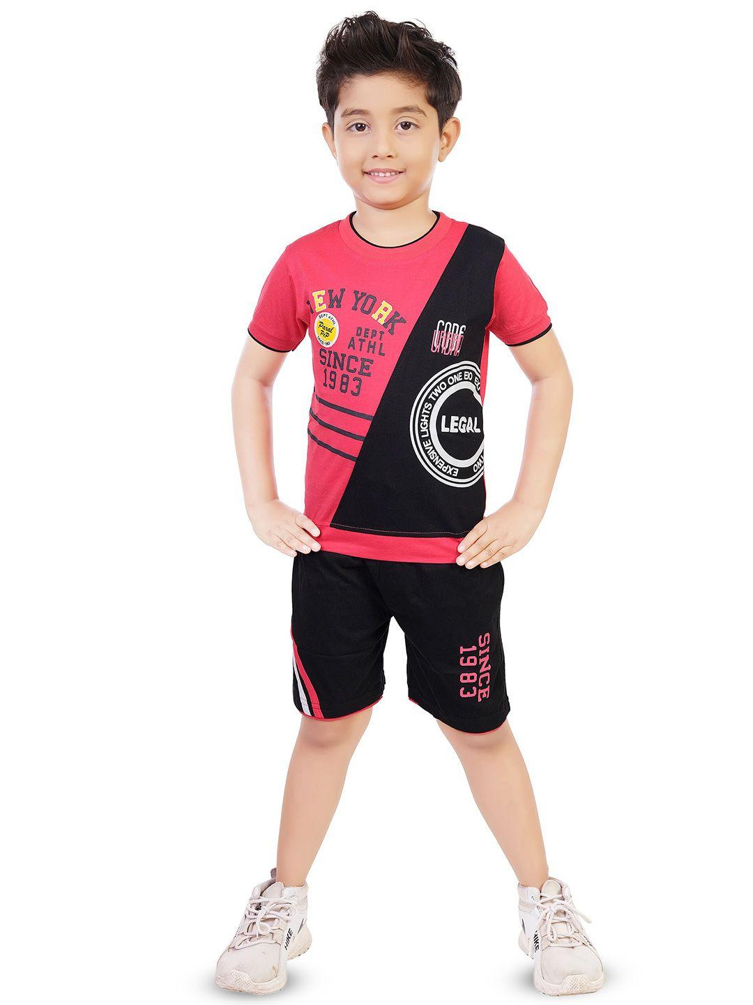 celebrity club boys typography printed t-shirt with shorts