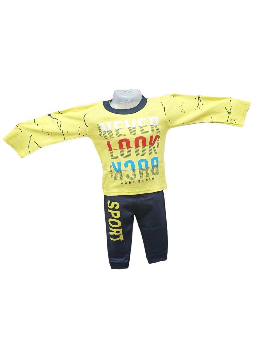 celebrity club boys yellow & blue printed t-shirt with trousers