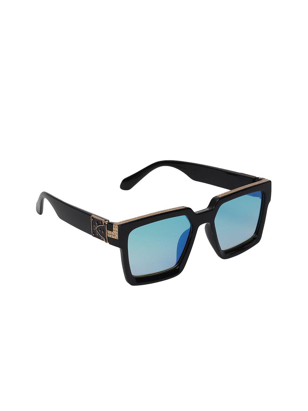 celebrity sunglasses blue lens & black square sunglasses with uv protected lens