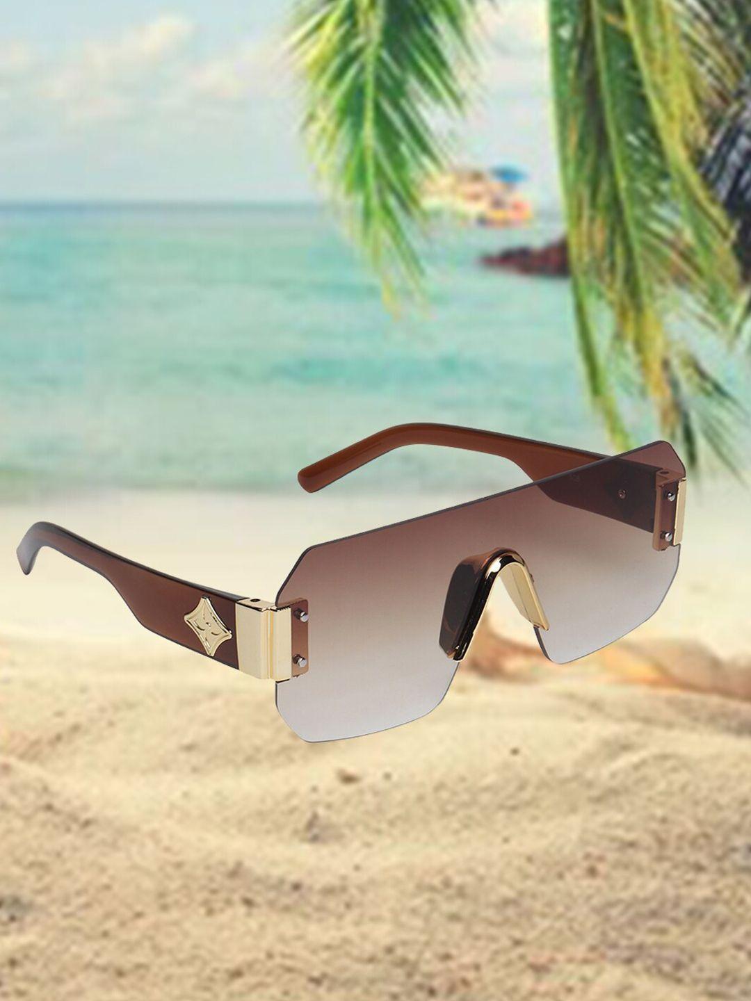 celebrity sunglasses rimless shield sunglasses with uv protected lens- clsg-506-02