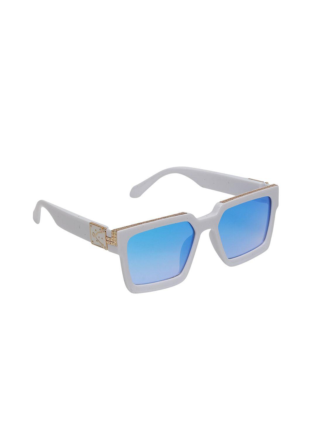 celebrity sunglasses unisex blue lens & white square sunglasses with uv protected lens