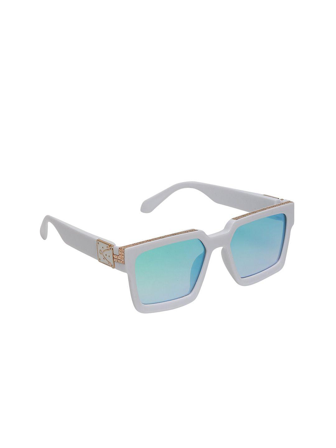 celebrity sunglasses unisex blue lens & white wayfarer sunglasses with uv protected lens