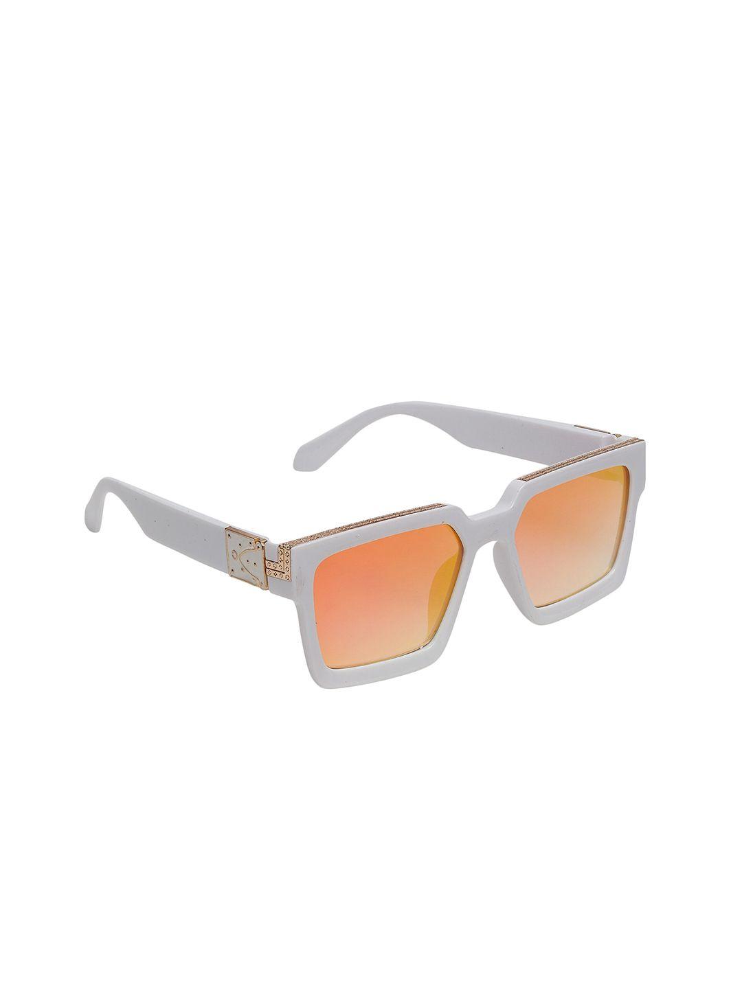 celebrity sunglasses unisex orange lens & white wayfarer sunglasses with uv protected lens