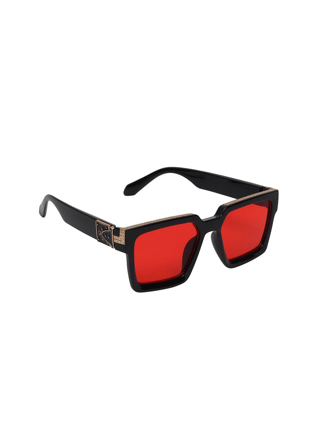 celebrity sunglasses unisex red uv protected lens & black square sunglasses cl-cl