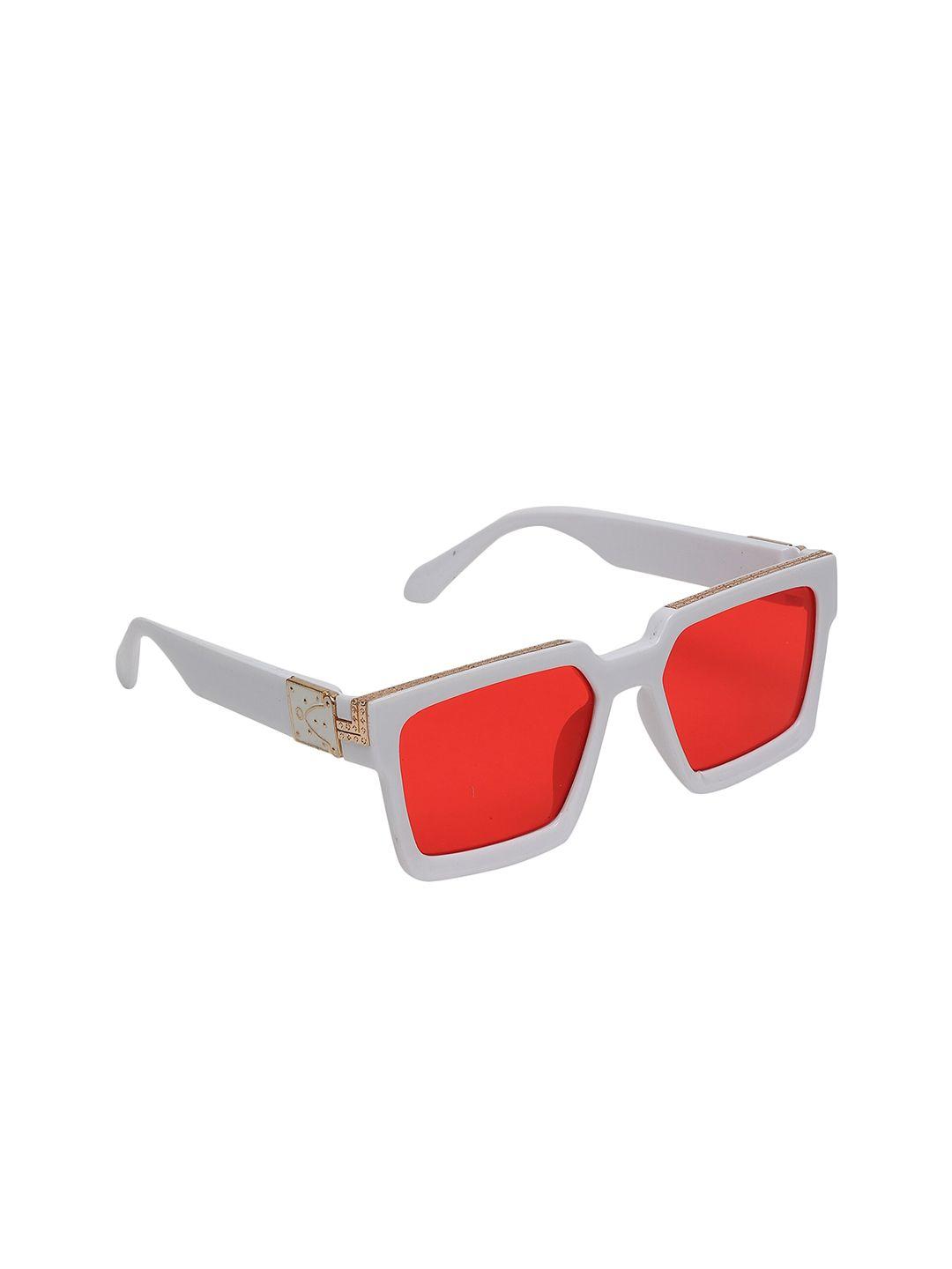 celebrity sunglasses unisex red uv protected lens & white square sunglasses cl-eddy-jass