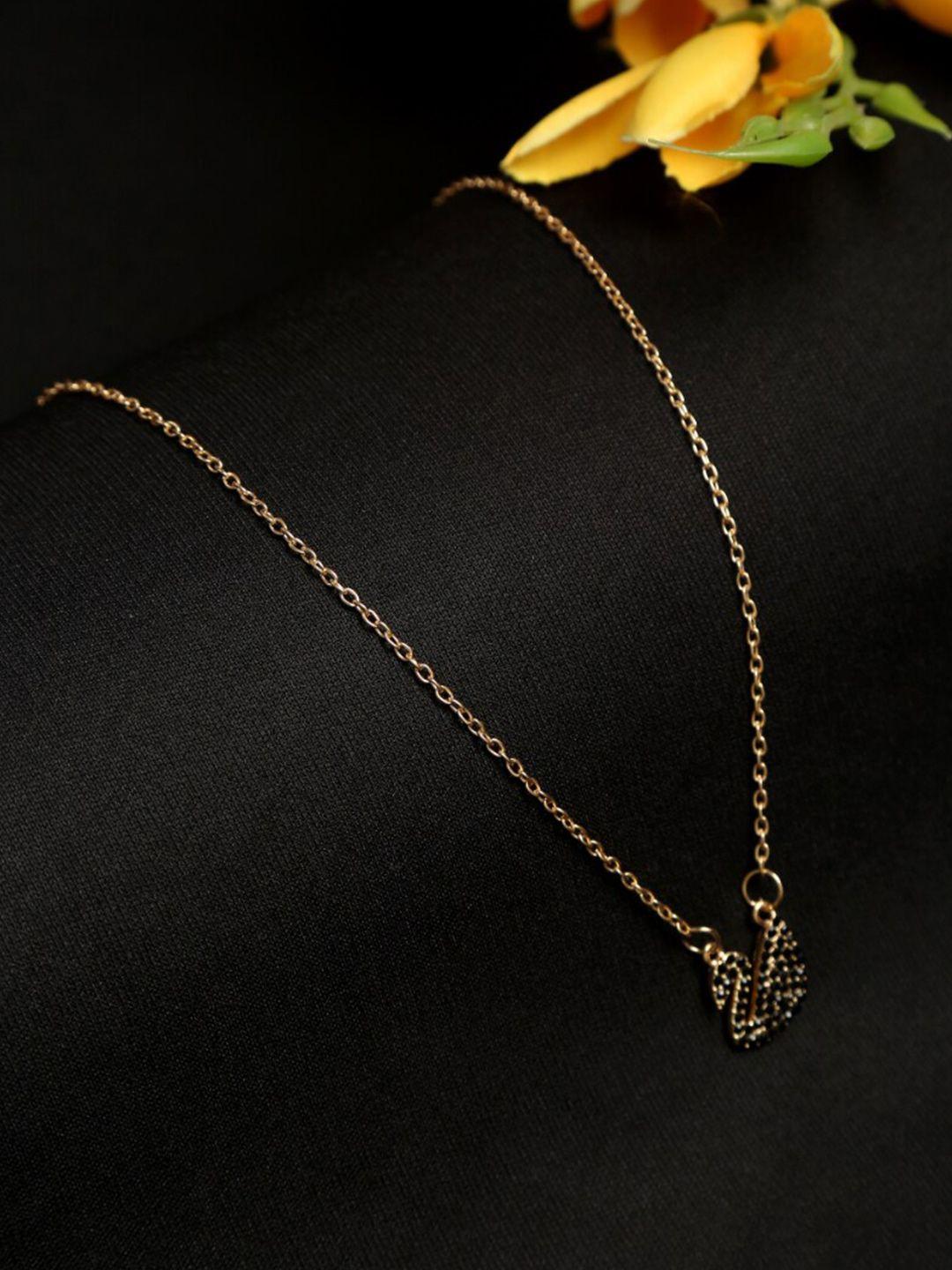 celena cole gold-plated black stone studded necklace