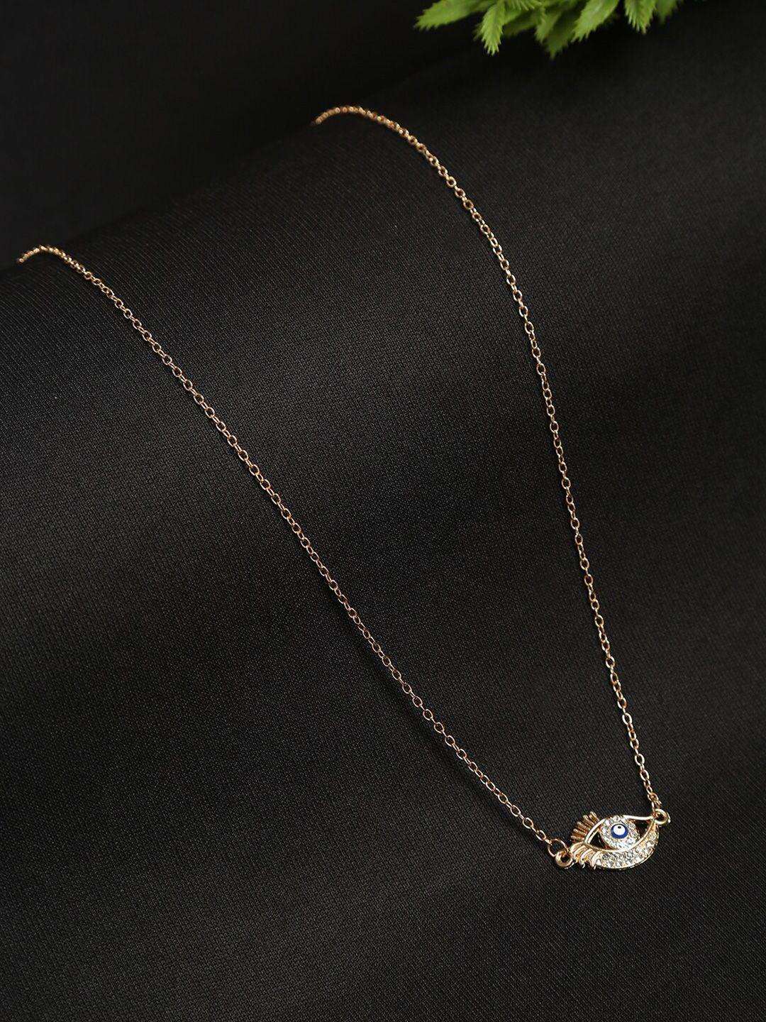 celena cole gold-toned & white evil eye pendant necklace