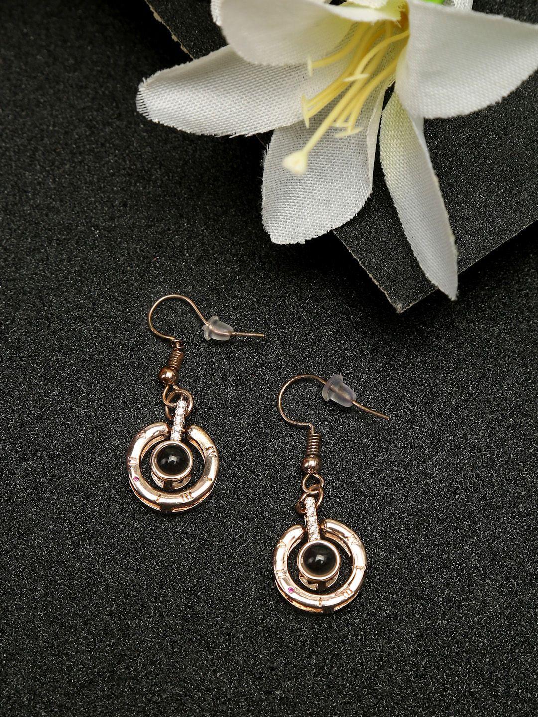 celena cole gold-toned contemporary drop earrings