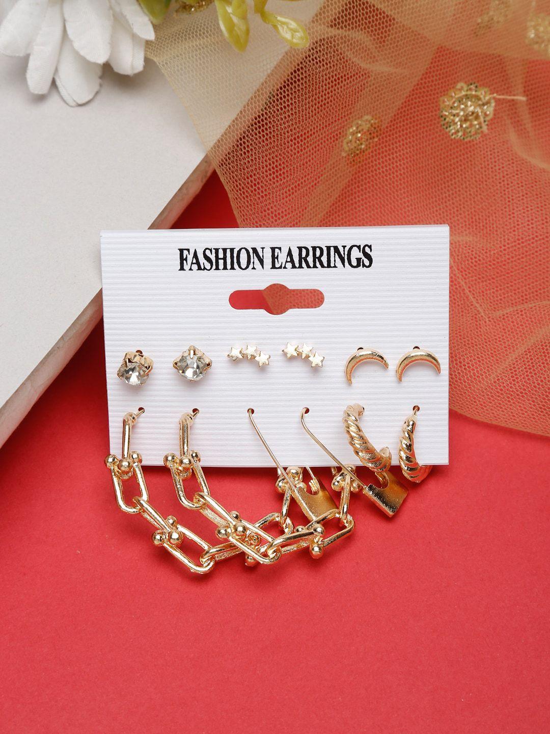 celena cole gold-toned contemporary studs earrings