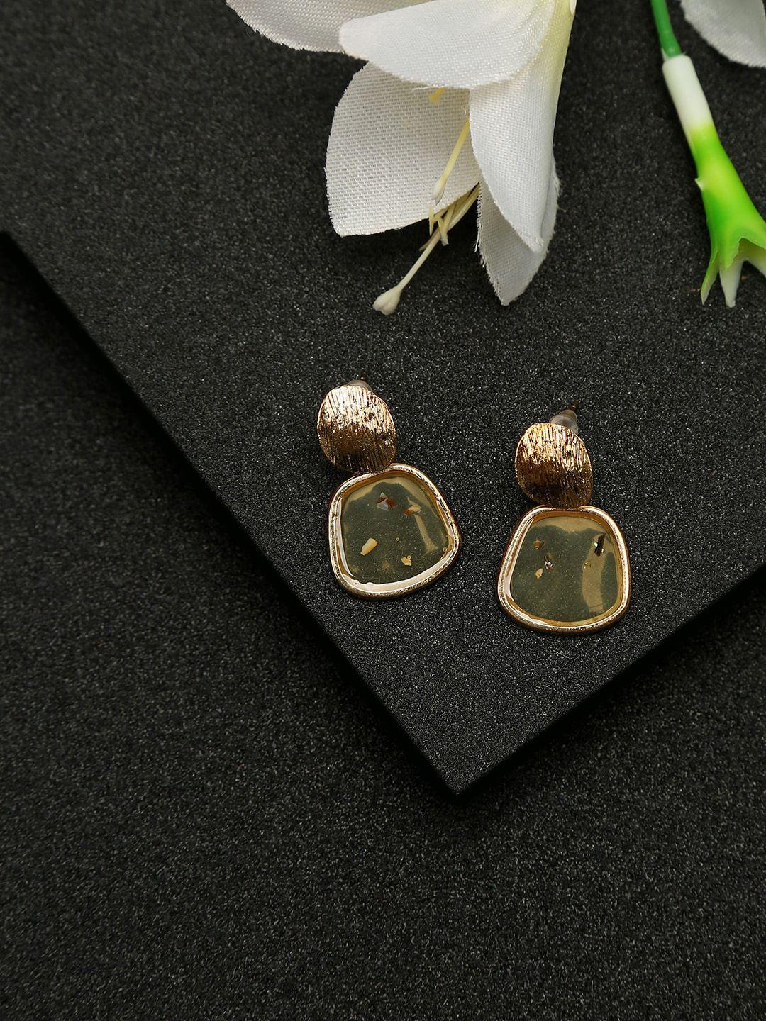 celena cole gold-toned contemporary studs earrings