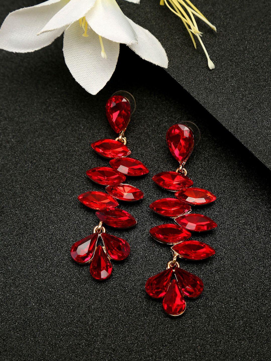 celena cole red contemporary drop earrings