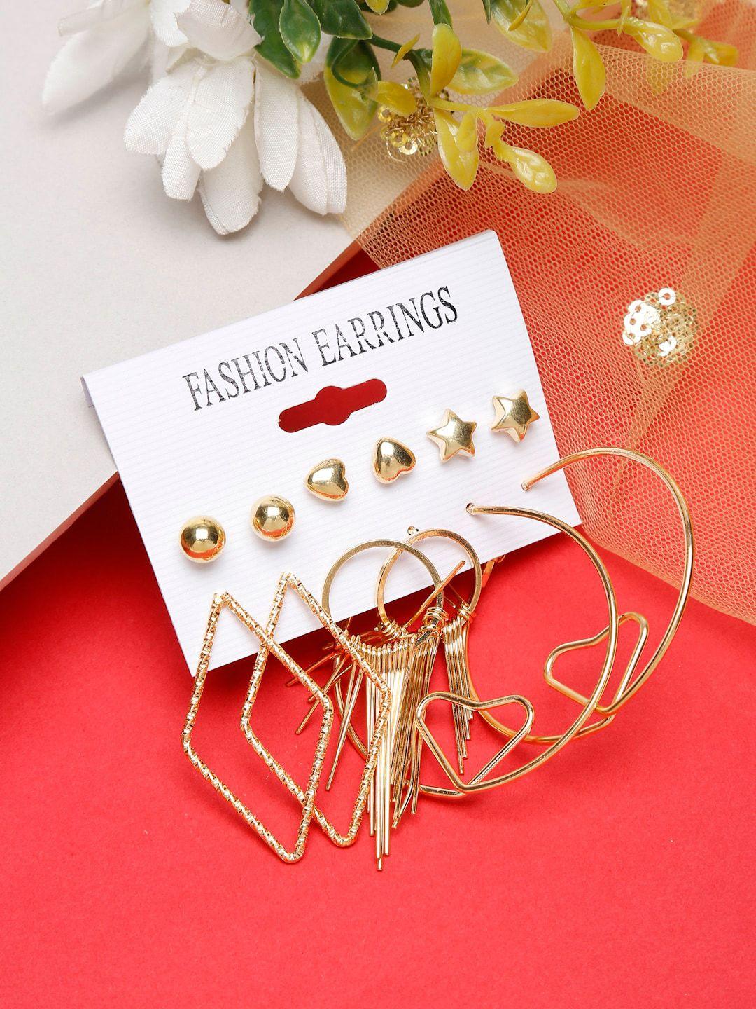 celena cole set of 6 gold-plated contemporary celena cole earrings