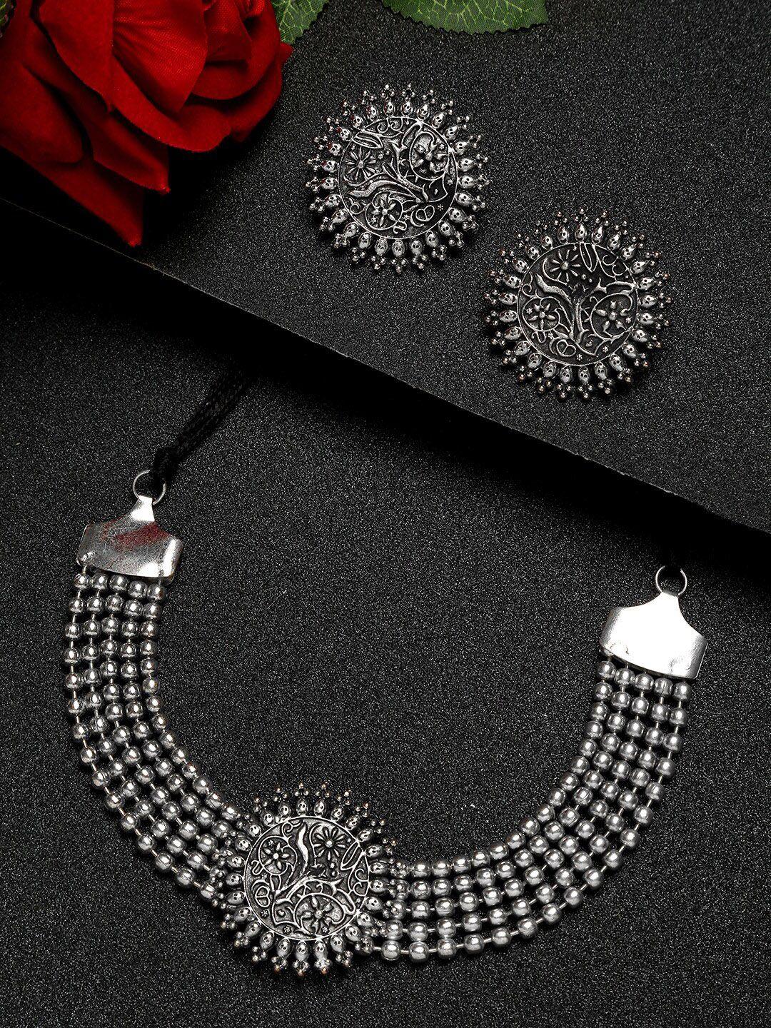 celena cole silver-plated oxidized jewellery set