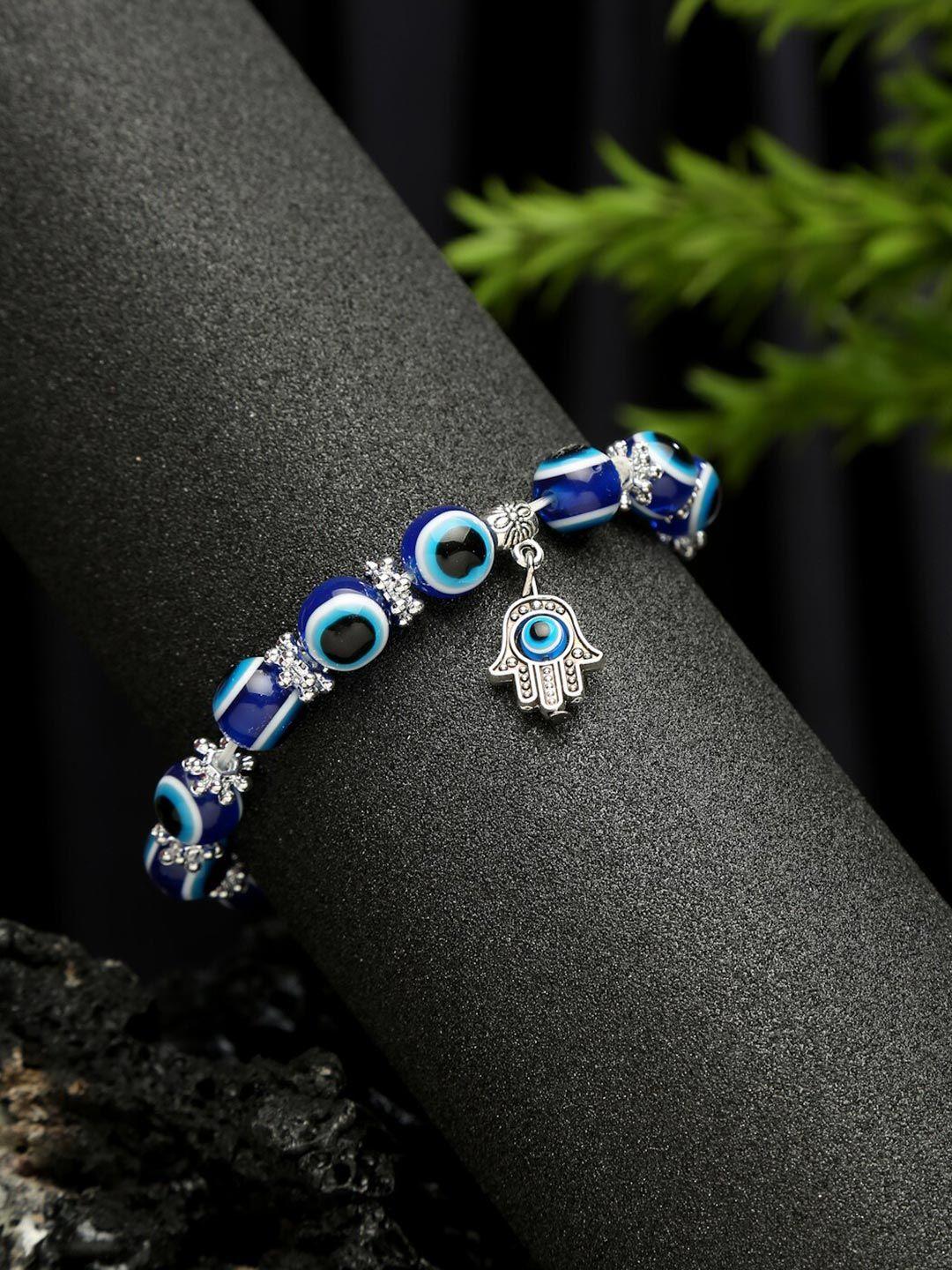 celena cole women blue & silver-toned charm bracelet