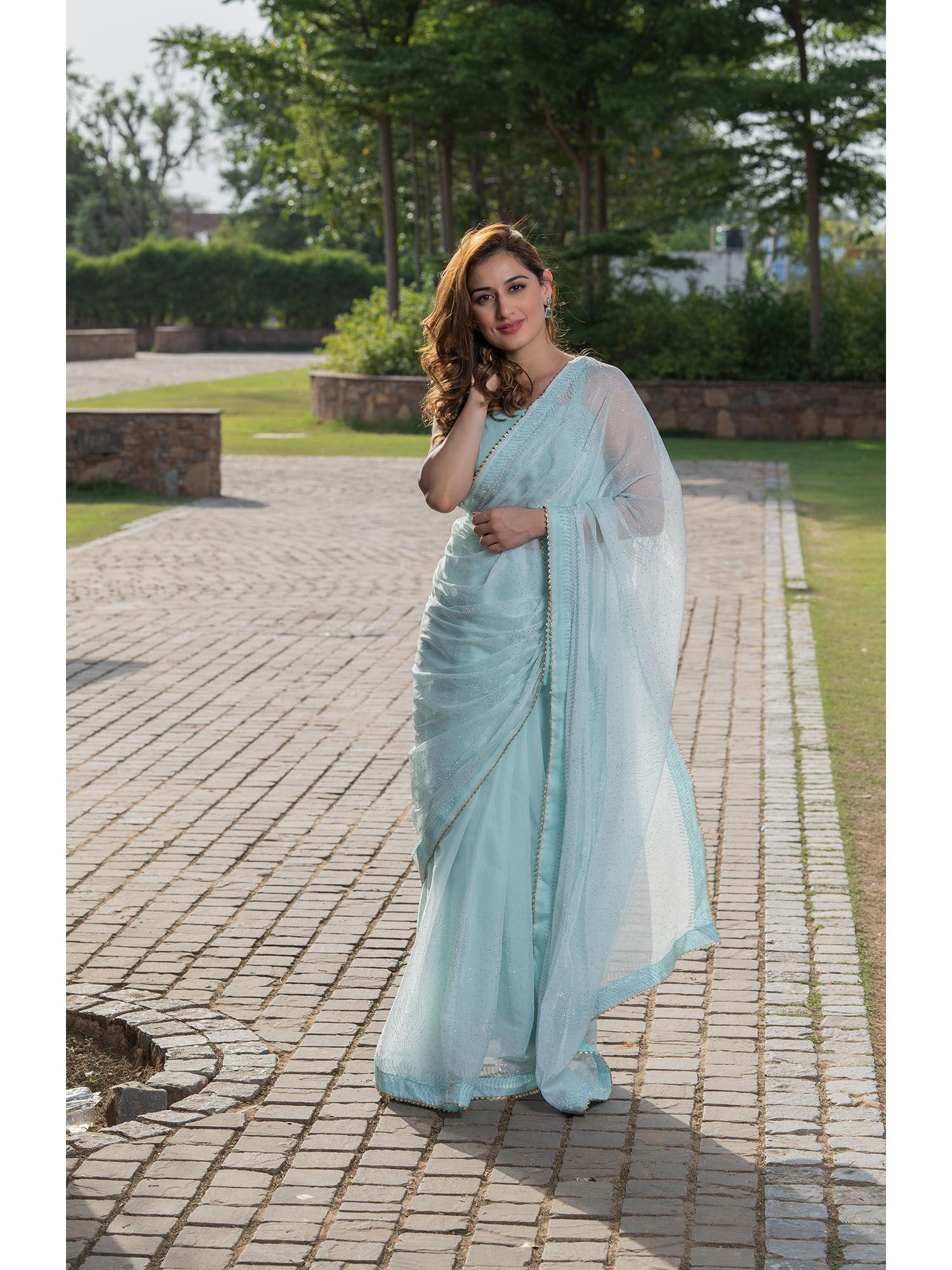 celeste blue saree