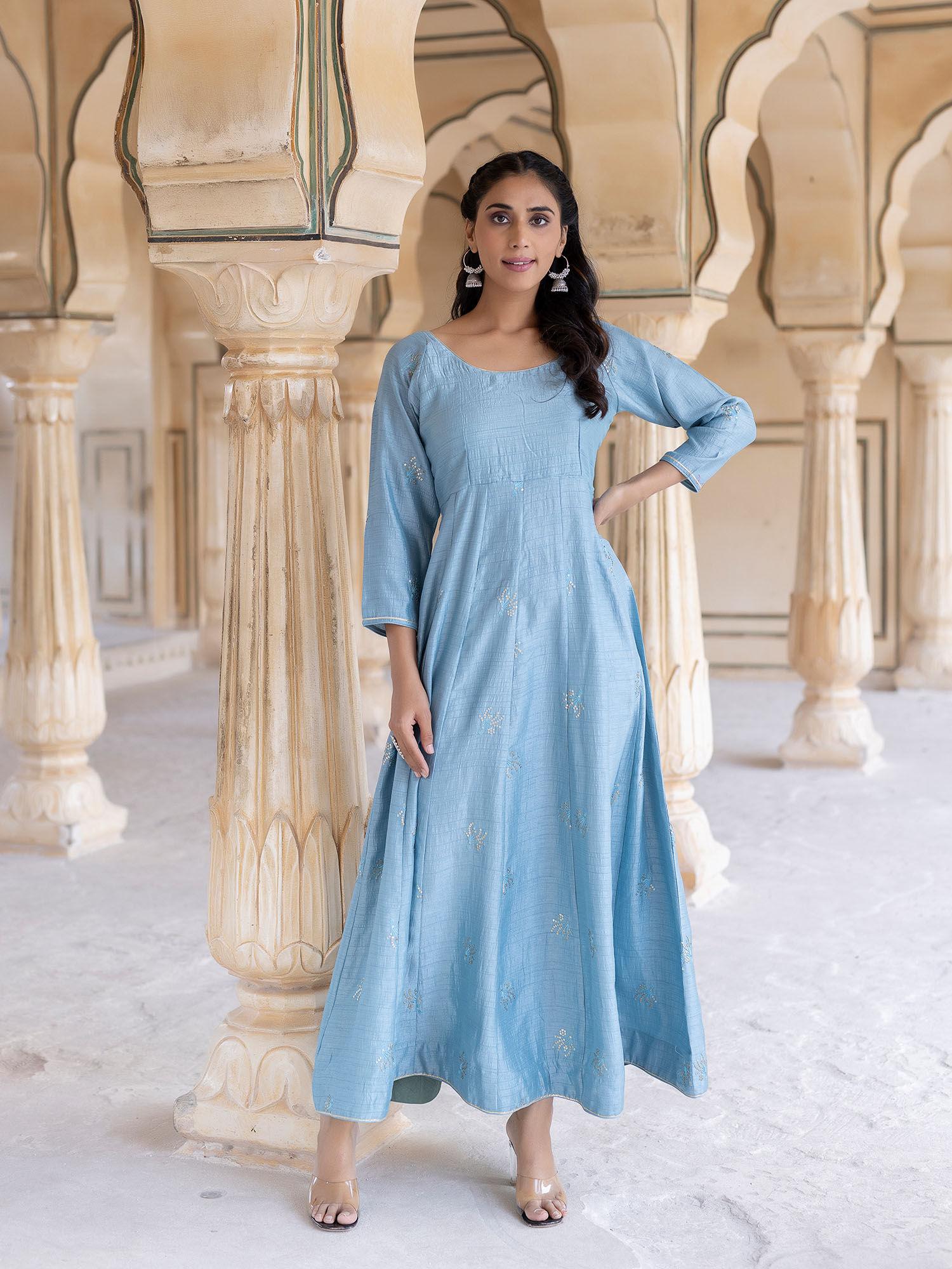 celestial sky-blue flared kurta