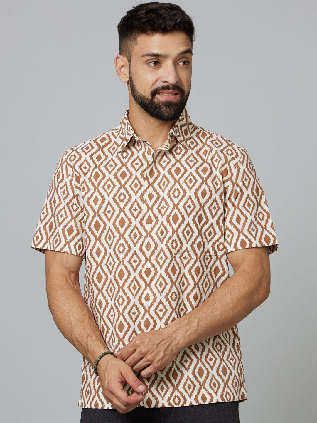celio classic geometric printed cotton casual shirt