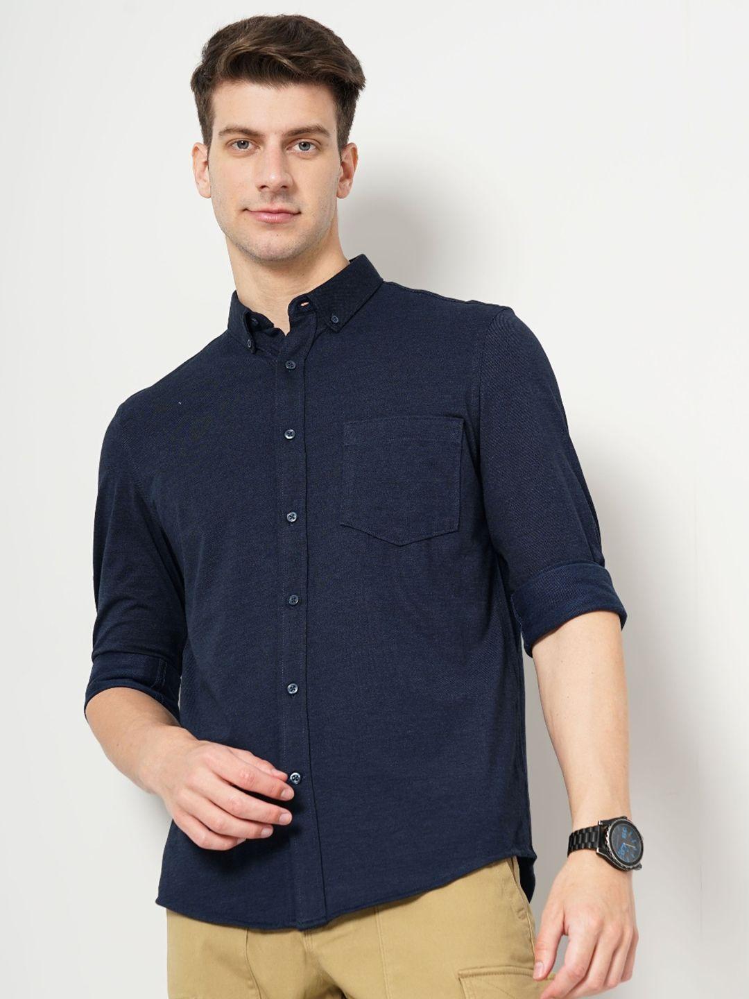 celio classic regular fit button-down collar long sleeves cotton casual shirt