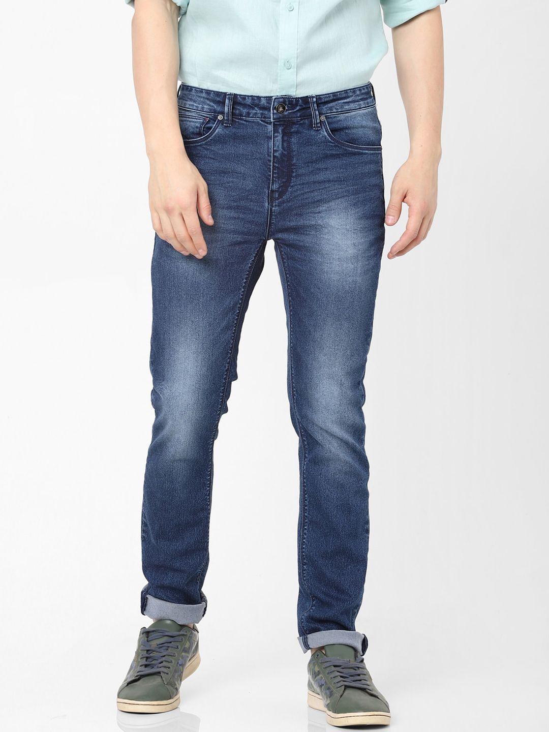celio men blue slim fit heavy fade cotton jeans