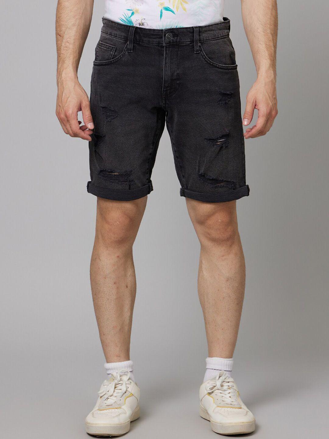 celio men distressed cotton denim shorts