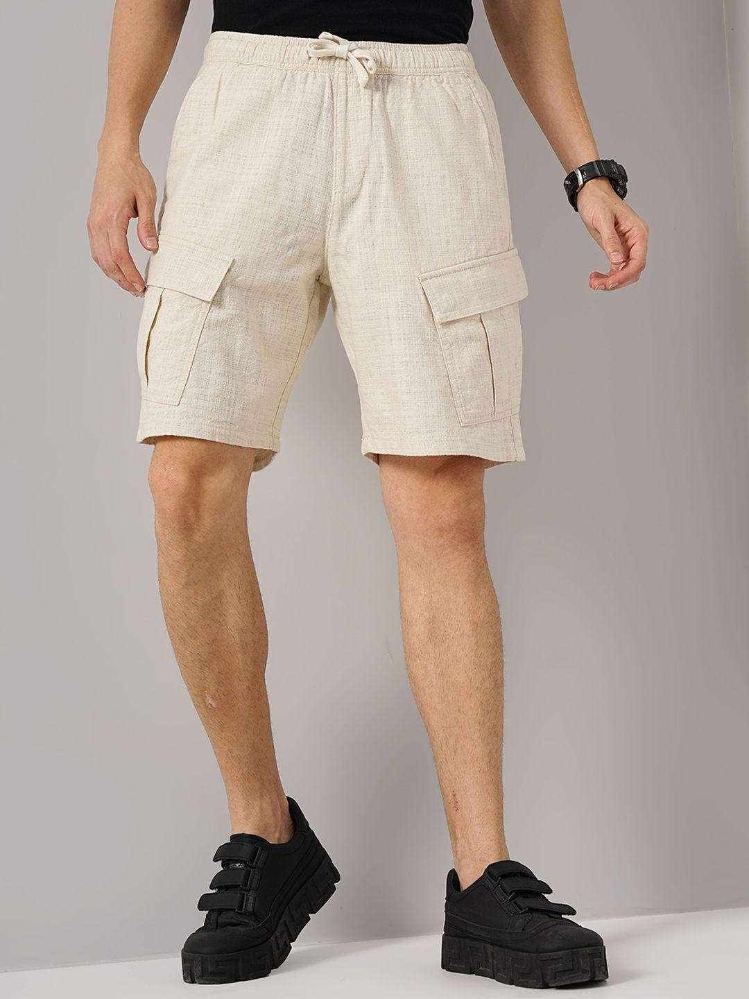 celio men loose fit mid-rise cotton cargo shorts
